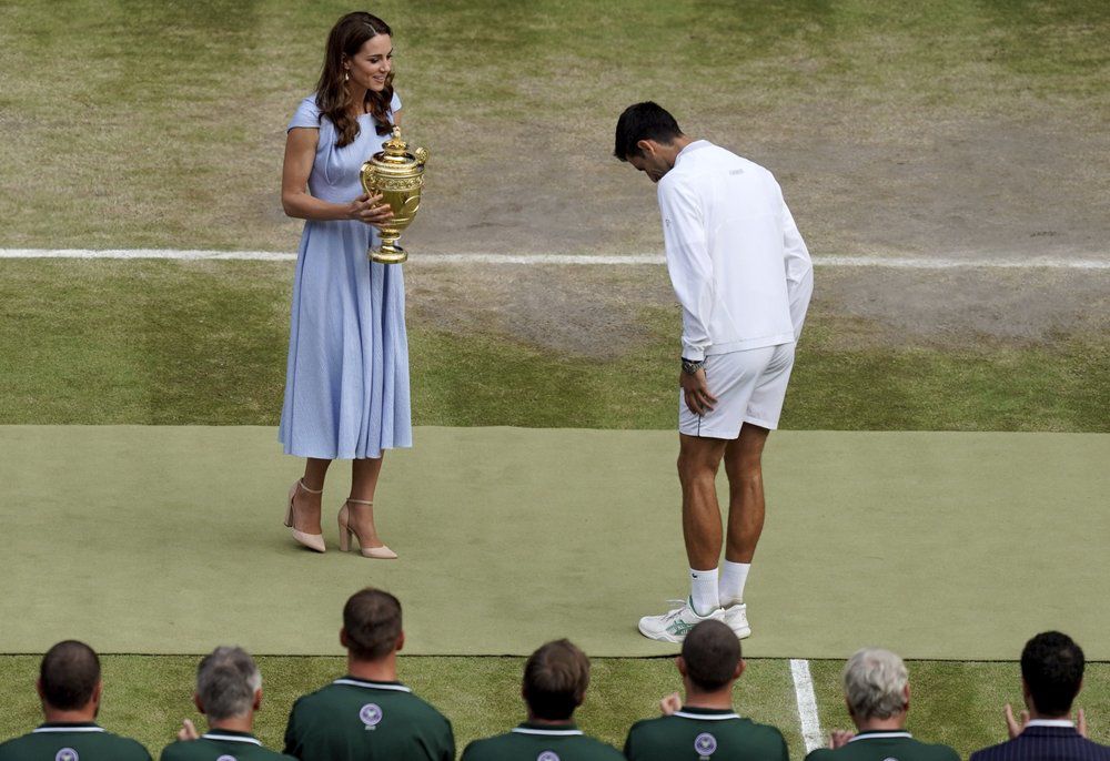 Novak Djokovic bows to Britain's Kate, Duchess of Cambridge